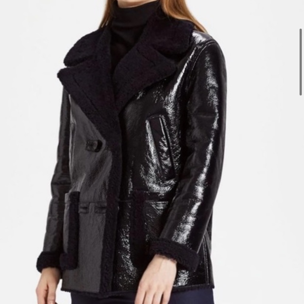 Theory double breasted shearling coat 2